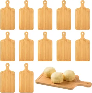 MoDooris 12Pcs Bamboo Square Cheese Board Bamboo Wood Cutting Board Wooden Charcuterie Board Serving Platter Fruit Salad Cookie Cheese Dish Plate for Housewarming Wedding Present Kitchen Decor