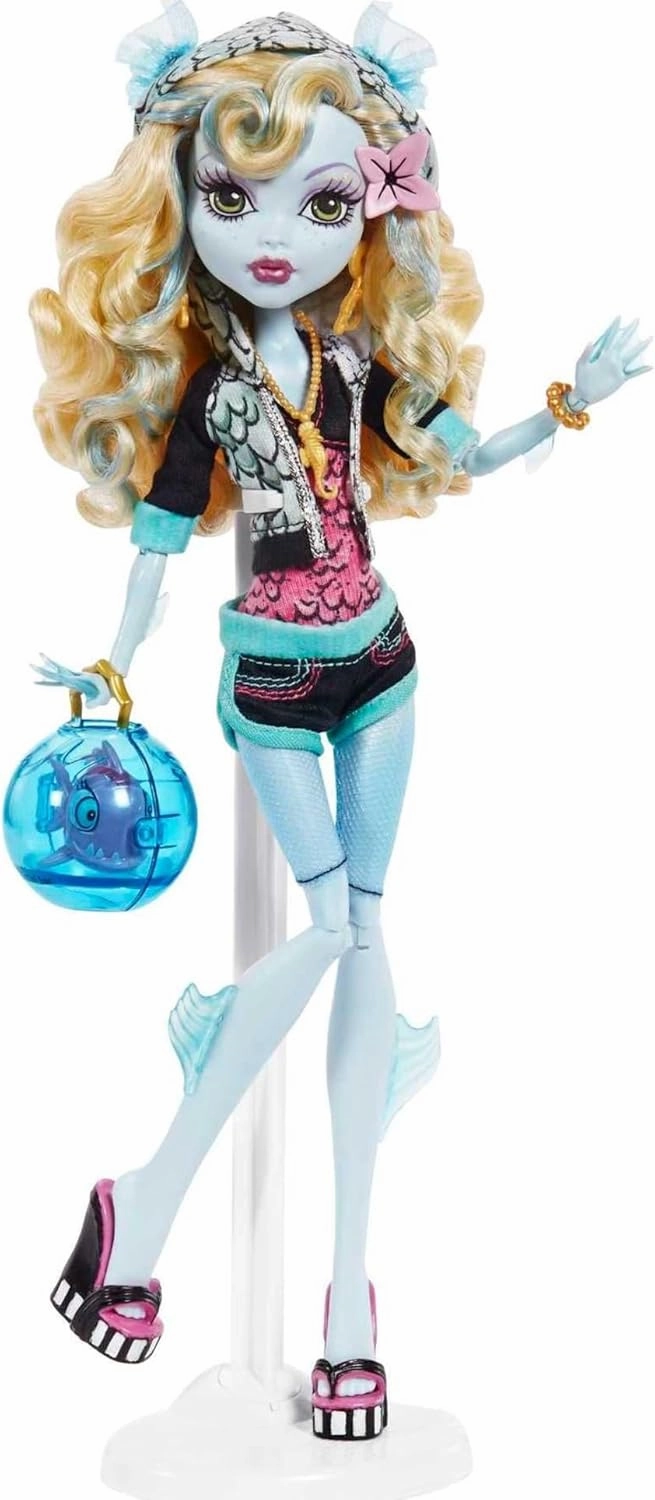 Monster High Lagoona Blue Reproduction Doll Wearing Original Fashion & Shoes with Pet, Display Stand & Accessories, 10-5-inch Collectible Toy