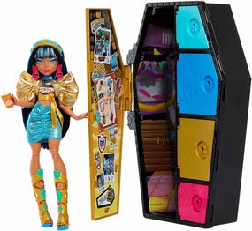 Monster High Skulltimate Secrets Doll & Clothes Accessories Set, Cleo De Nile with Dress-Up Locker & 19  Surprises
