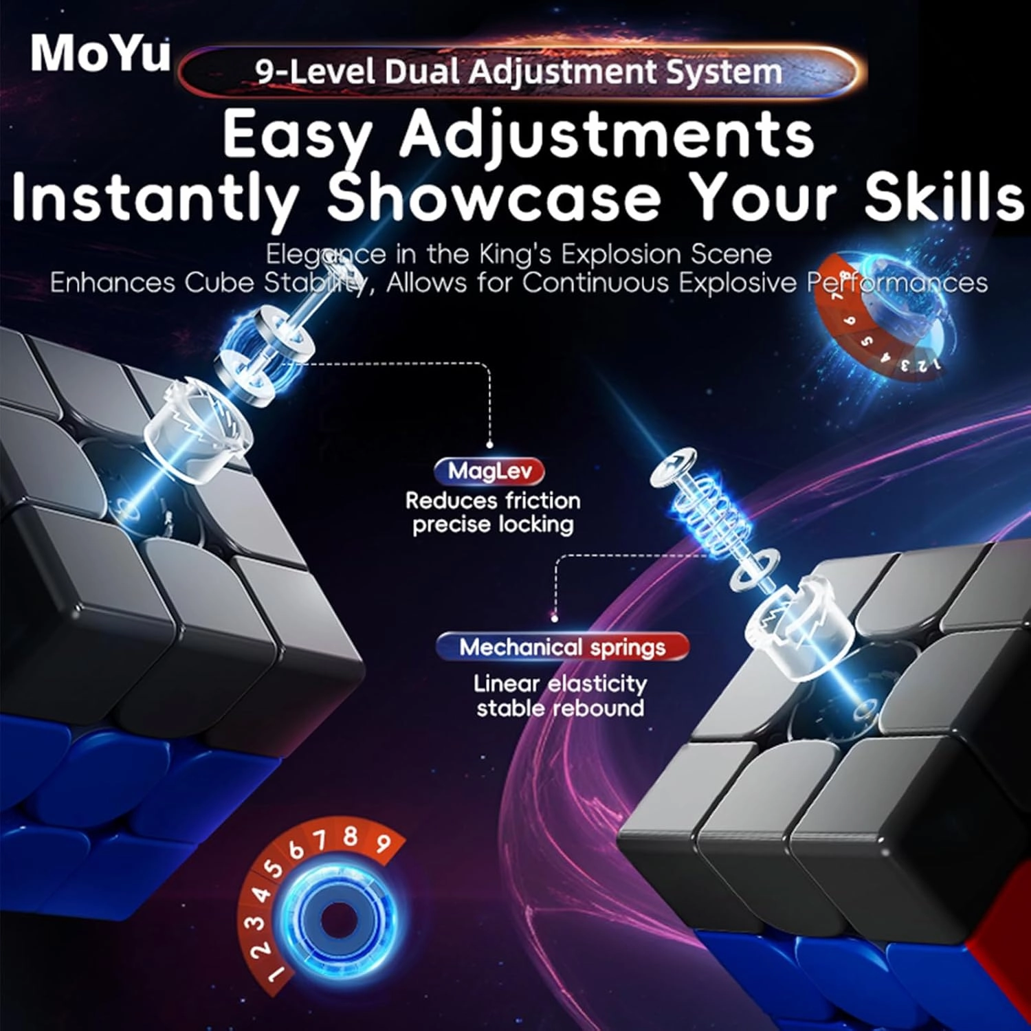 Moyu Weilong WRM V9 2023 MagLev Speed Cube 3x3 Stickerless Puzzle Cube Professional MagLev Magnetic Master Cube (MagLev Version)