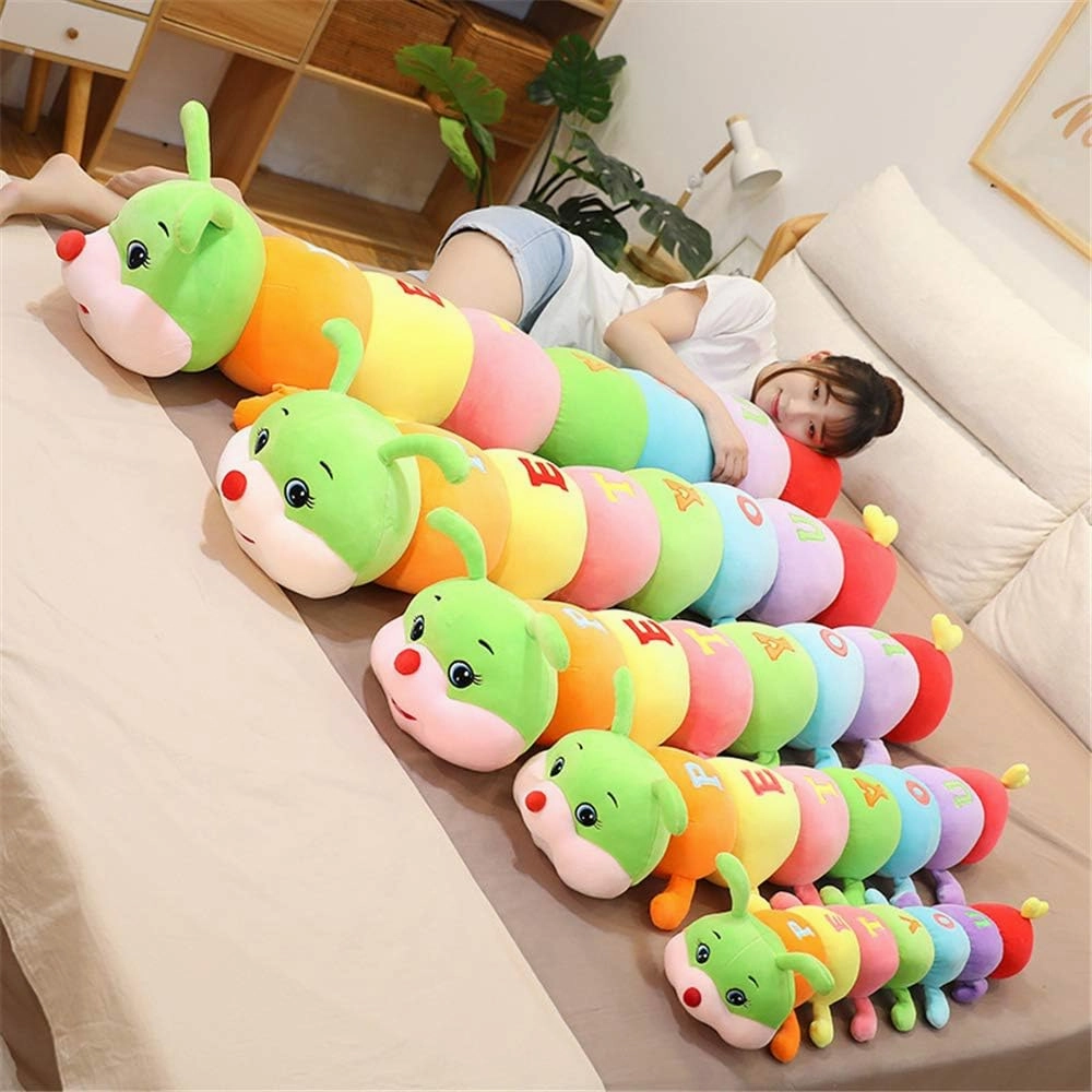 Multicolor Caterpillar Stuffed Animal Big Hugging Pillow Cute Plush Soft Pillow Doll,Giant Plush Toy,Gifts for Girl Boy Babies Birthday (35.4inch/90cm)