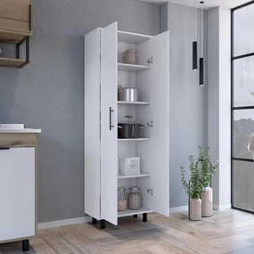 Multistorage Manacor 5-Shelf Storage Unit - White, 78" Tall, 23" Wide, Ideal for Home Office Organization