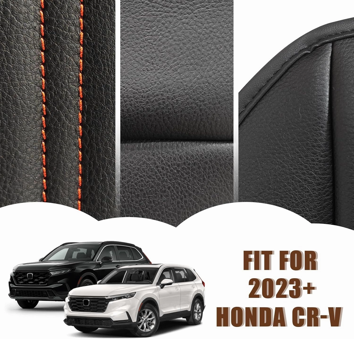 Muslogy Center Console Cover Compatible with 2023 2024 2025 Honda CR-V Accessories CRV Hybrid LX EX EX-L Sport Touring Armrest Cover Lid Cushion Protector Vegan Leather Extra Soft(Black/Orange Trim)