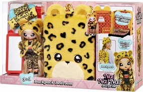 Na! Na! Na! Surprise 3-in-1 Backpack Bedroom Playset Jennel Jaguar Fashion Doll in Exclusive Outfit, Fuzzy Bag, Closet with Pillows & Blanket Accessories, Gift for Kids, Ages 5 6 7 8  Years