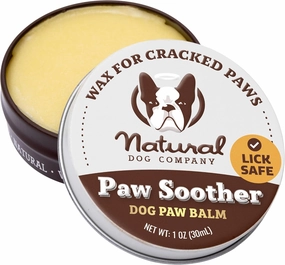 Natural Dog Company Paw Soother Balm & Wax for Dogs, Moisturizing Relief for Dry, Cracked Paws, Lick-Safe,Repairs & Heals, Protects Against Extreme Weather, Coconut Oil & Vitamin E, 1 oz Tin