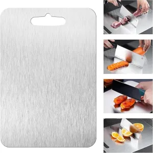 New Titanium Cutting Board - 100% Pure Titanium Cutting Boards For Kitche, 1 Pack Double-sided food-grade Cutting Board For Cutting Meats, Fruits And Vegetables（11.4x8in）
