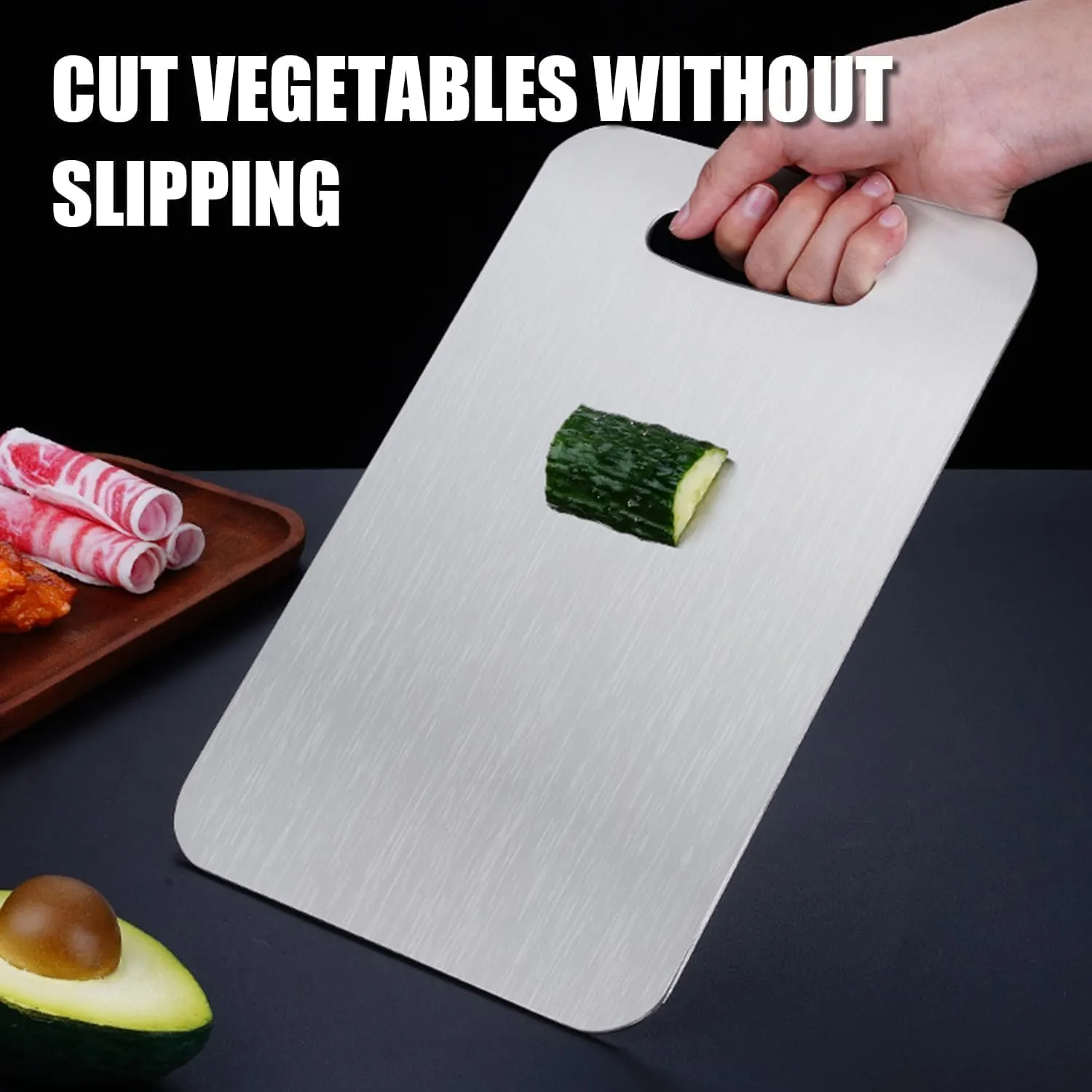 New Titanium Cutting Board - 100% Pure Titanium Cutting Boards For Kitche, 1 Pack Double-sided food-grade Cutting Board For Cutting Meats, Fruits And Vegetables（11.4x8in）