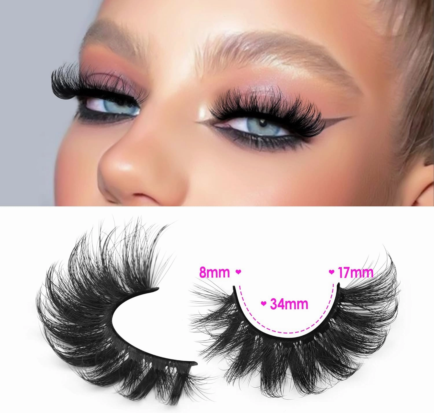 NEW JIMIRE Faux Mink Lashes Fluffy Volume False Eyelashes Pack Dramatic Natural Look Wispy Cat Eye 18MM Fake Lashes 7 Pairs
