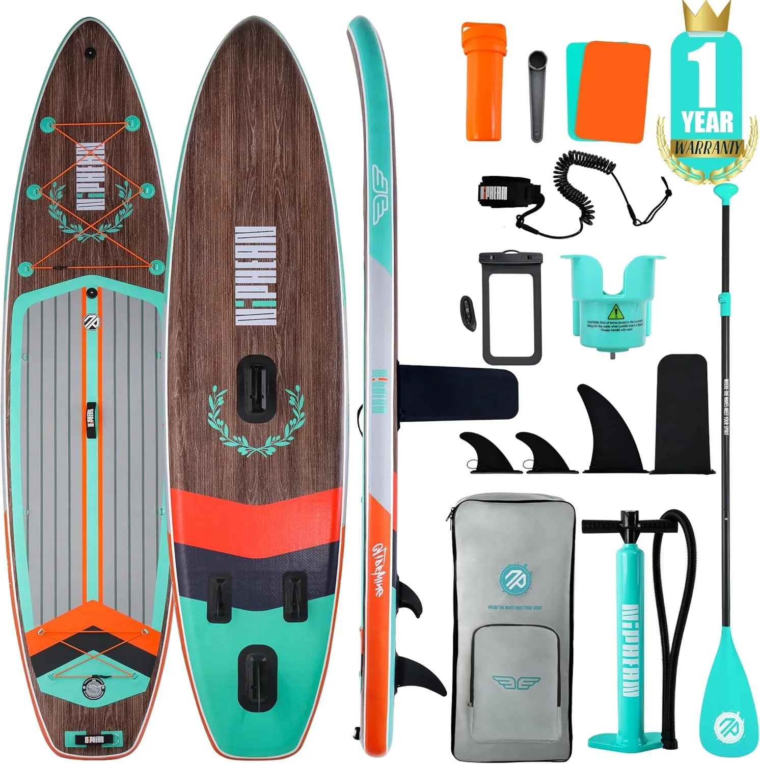 Niphean (Extra Large) Inflatable Paddle Board, SUP for 2 1 People/Family, Stand Up Paddle Board with (Beginner Friendly) StabilTrac Fin, Waterproof Phone Pouch, Paddle Boards for Adults, Gift Ideas