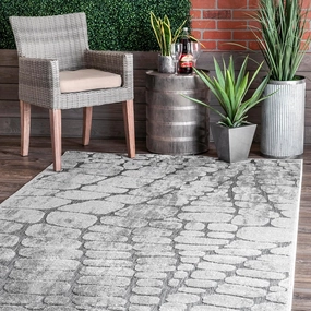 nuLOOM Jaycee Textured Stone Indoor/Outdoor Area Rug, 7x9, Grey