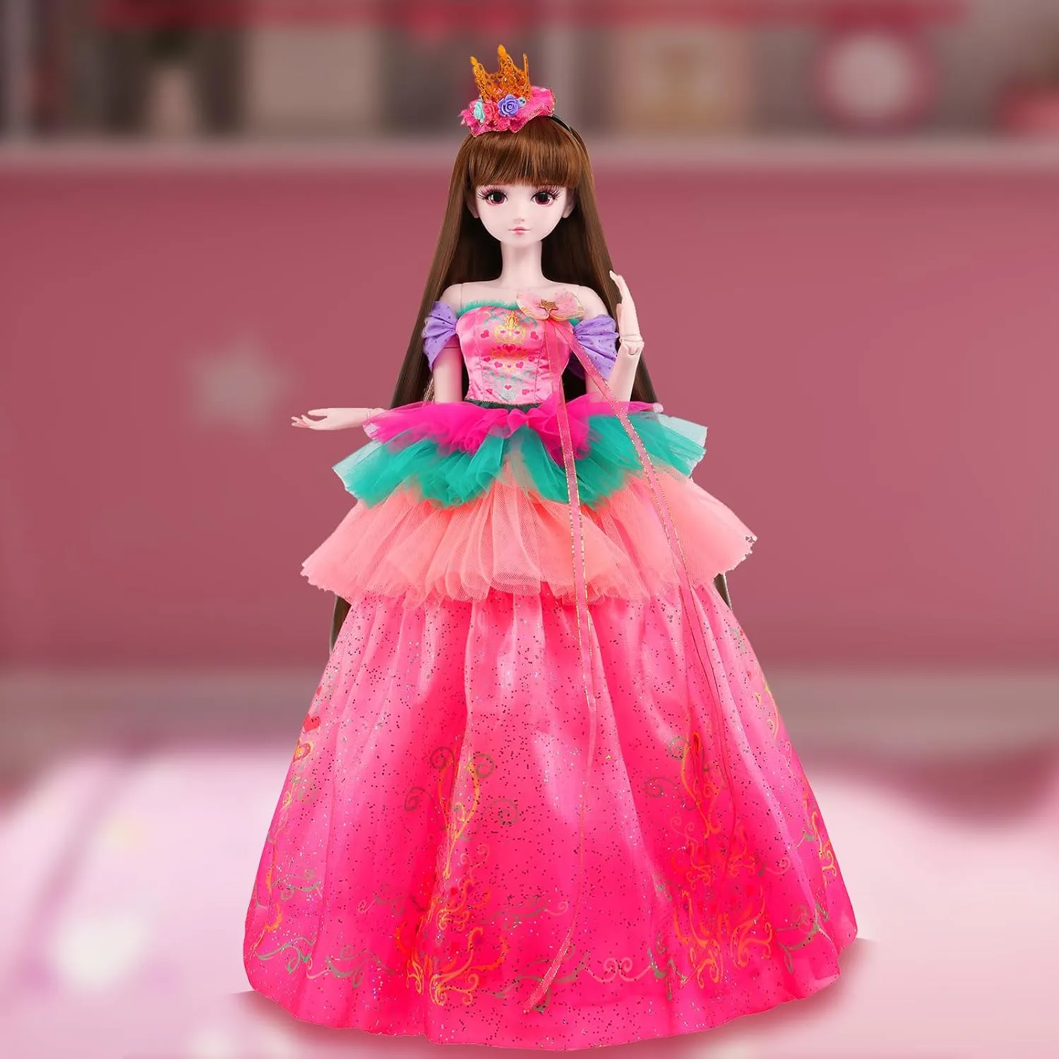 Official BDJ Fashion Doll Cartoon Figures with Height 18” &19 Movable Rotatable Joints Glamorous Outfits, Fabulous Accessories – Great Gift for Kids Ages 3 