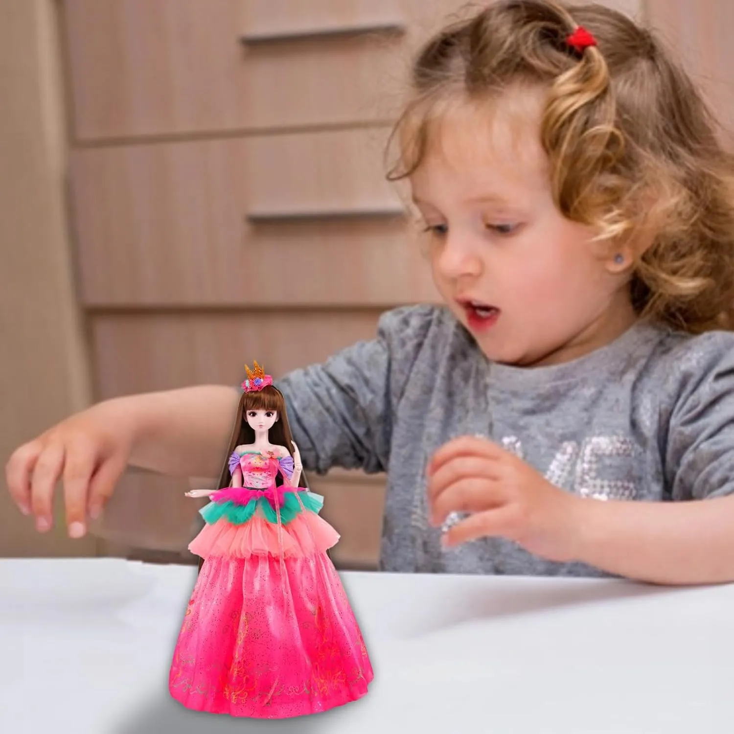Official BDJ Fashion Doll Cartoon Figures with Height 18” &19 Movable Rotatable Joints Glamorous Outfits, Fabulous Accessories – Great Gift for Kids Ages 3 