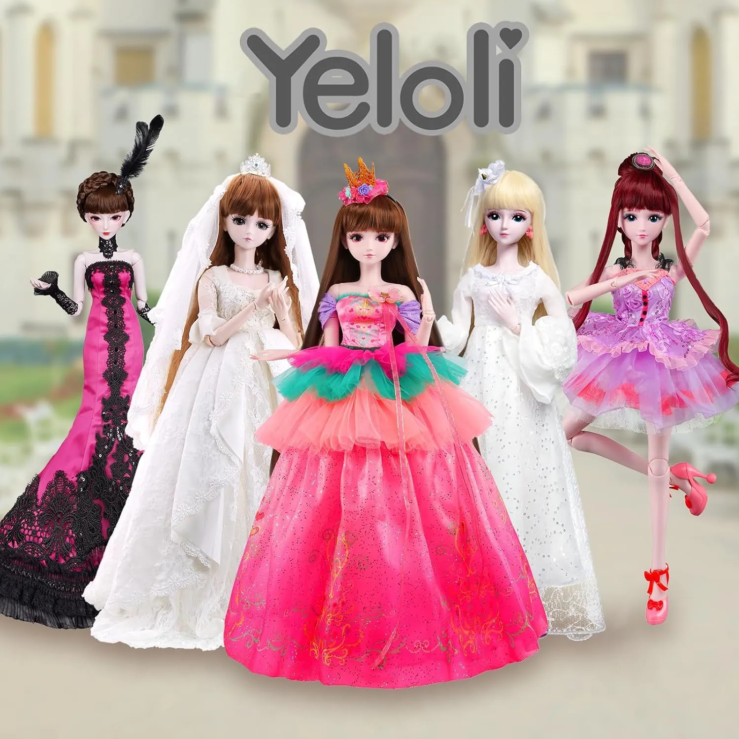Official BDJ Fashion Doll Cartoon Figures with Height 18” &19 Movable Rotatable Joints Glamorous Outfits, Fabulous Accessories – Great Gift for Kids Ages 3 