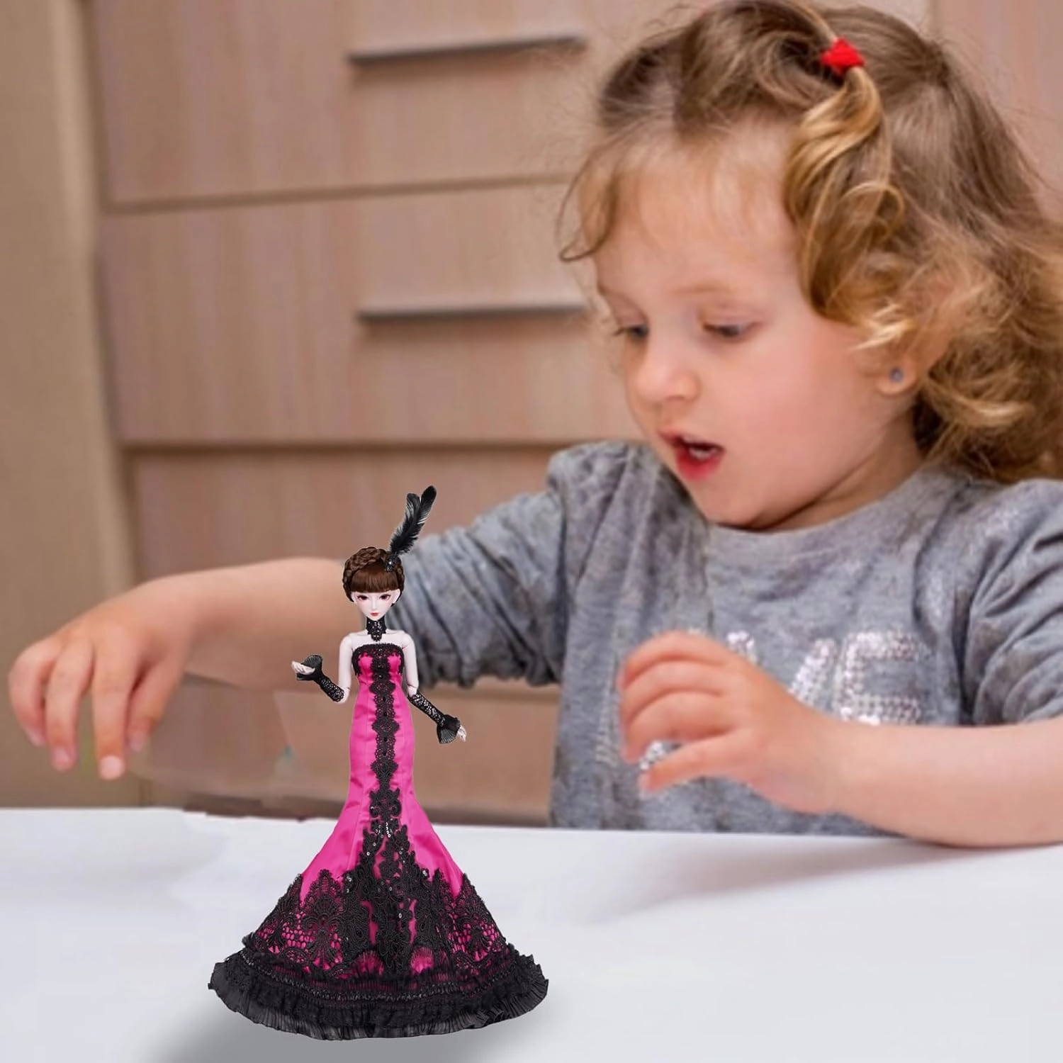 Official BDJ Fashion Doll Cartoon Figures with Height 18” &19 Movable Rotatable Joints Glamorous Outfits, Fabulous Accessories – Great Gift for Kids Ages 3 