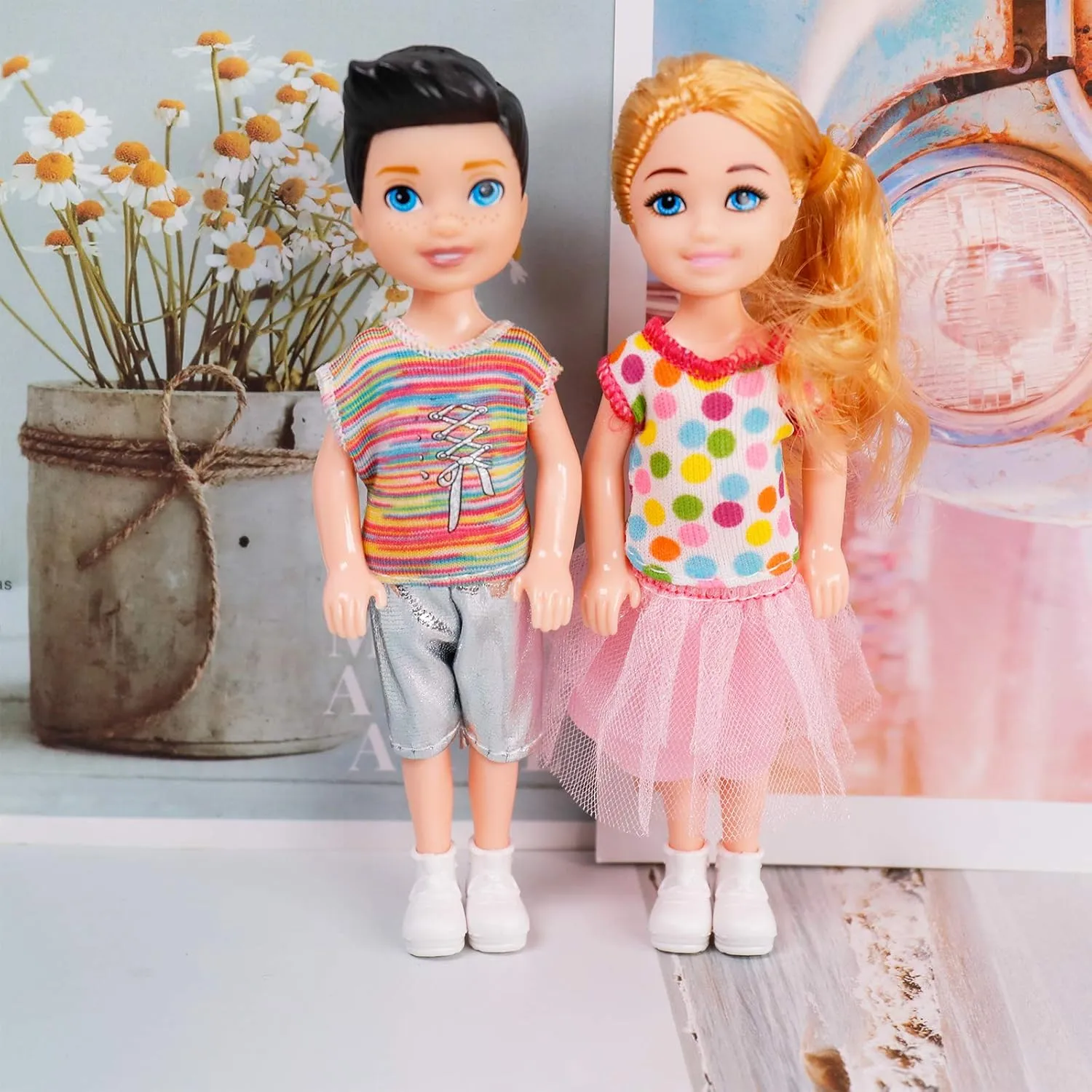 ONEST 10 Sets 5 Inch Mini Dolls with Doll Clothes Party Grown Outfits Doll Accessories for Kids