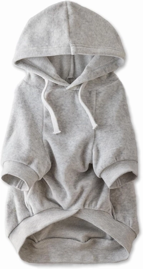 Organic Cotton Velour Dog Hoodie Pet Coat for Small, Medium and Large Dogs, Light Gray Heather, Medium