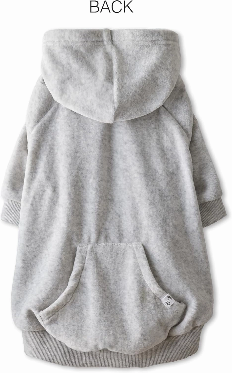 Organic Cotton Velour Dog Hoodie Pet Coat for Small, Medium and Large Dogs, Light Gray Heather, Medium