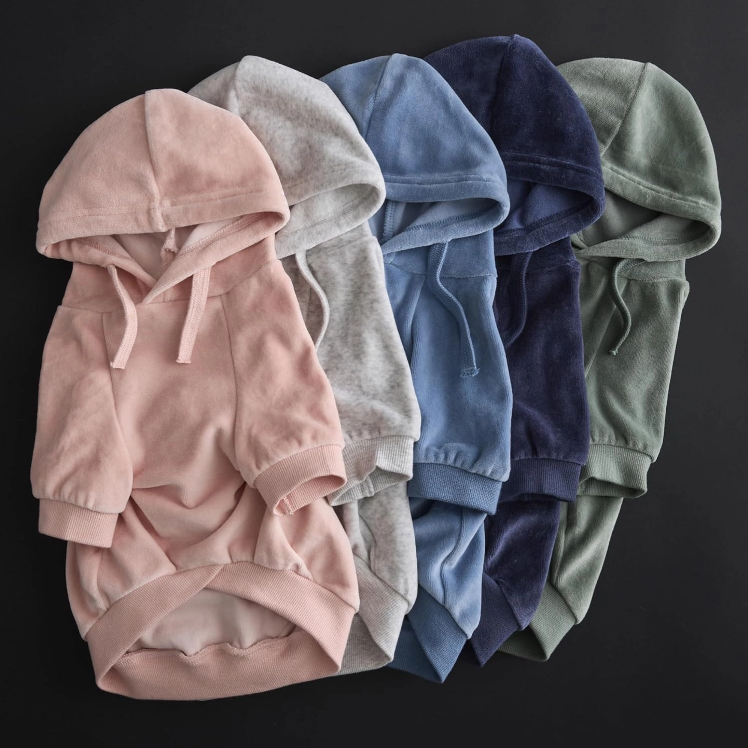 Organic Cotton Velour Dog Hoodie Pet Coat for Small, Medium and Large Dogs, Light Gray Heather, Medium