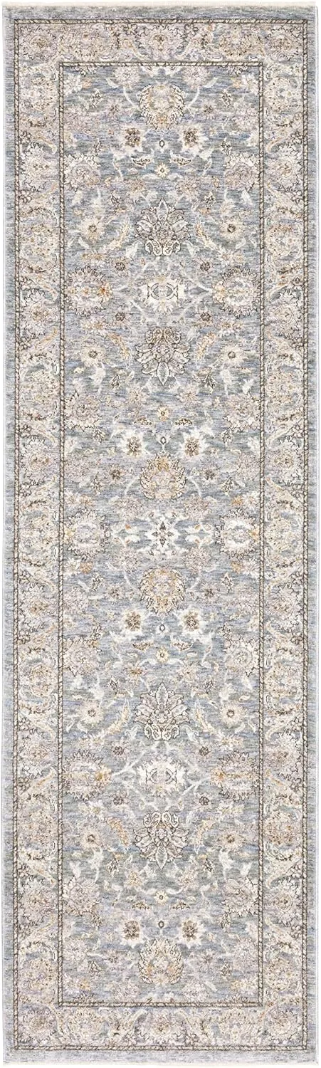 Oriental Weavers Maharaja Area Rug - 070E1-2'3" x 7'6" - in Blue/Ivory - Vintage Inspired, Stain Resistant, Family and Pet Friendly, Entryway, Hallway Runner Rug