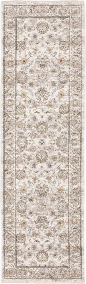 Oriental Weavers Maharaja Area Rug - 070W1-2'3" x 7'6" - in Ivory/Grey - Vintage Inspired, Stain Resistant, Family and Pet Friendly, Entryway, Hallway Runner Rug