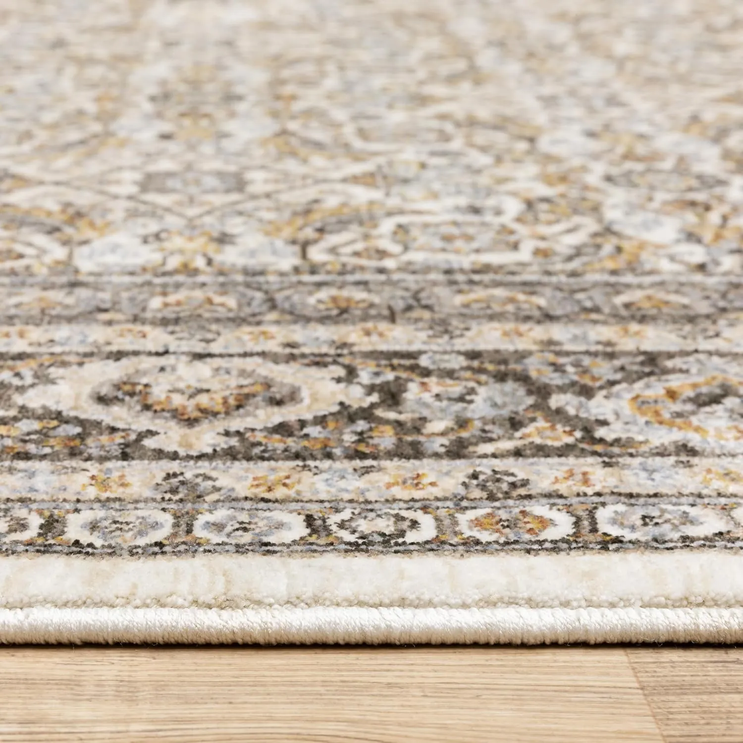 Oriental Weavers Maharaja Area Rug - 2061N - 2'3" x 7'6" - in Ivory/Grey - Vintage Inspired, Stain Resistant, Family and Pet Friendly, Entryway, Hallway Runner Rug