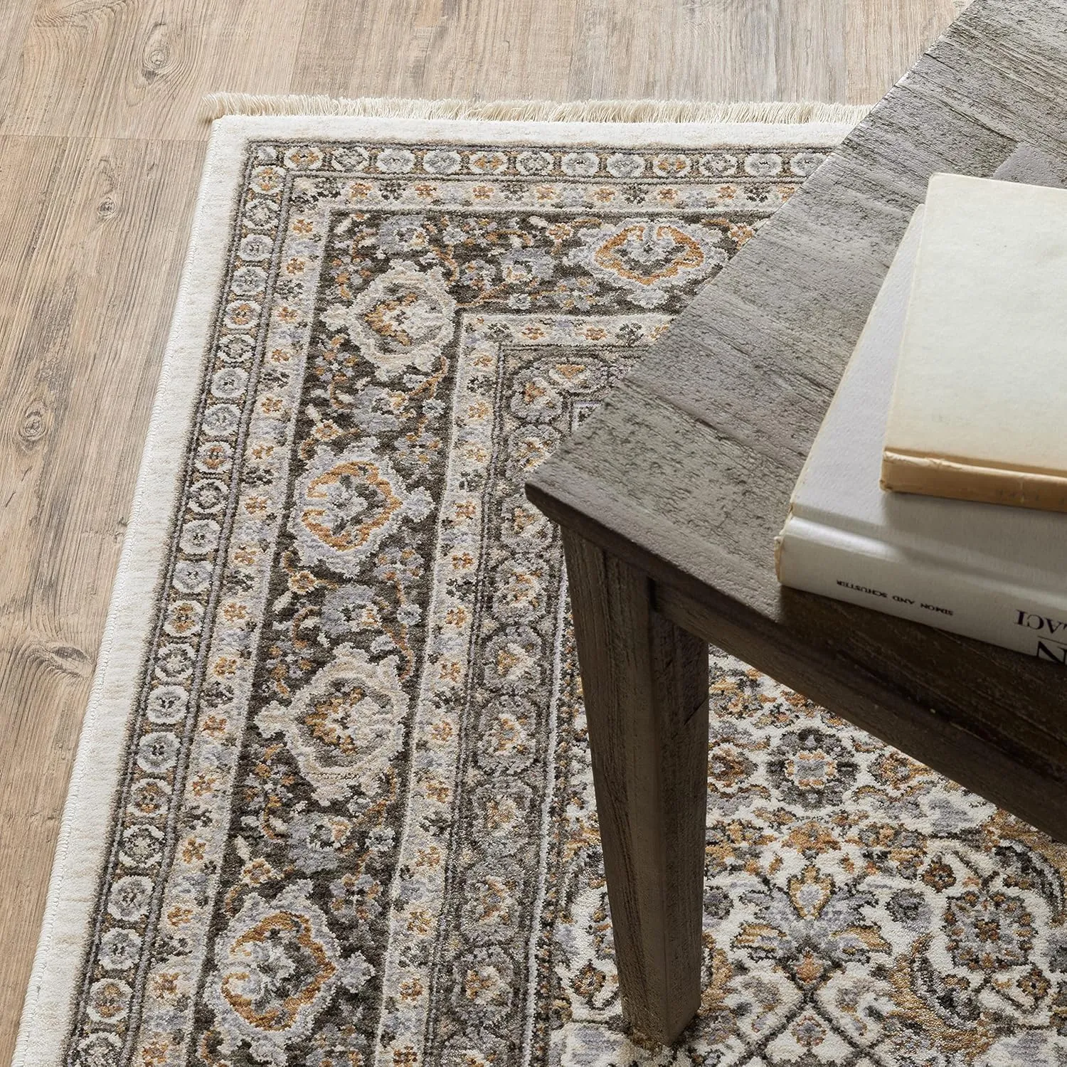 Oriental Weavers Maharaja Area Rug - 2061N - 2'3" x 7'6" - in Ivory/Grey - Vintage Inspired, Stain Resistant, Family and Pet Friendly, Entryway, Hallway Runner Rug