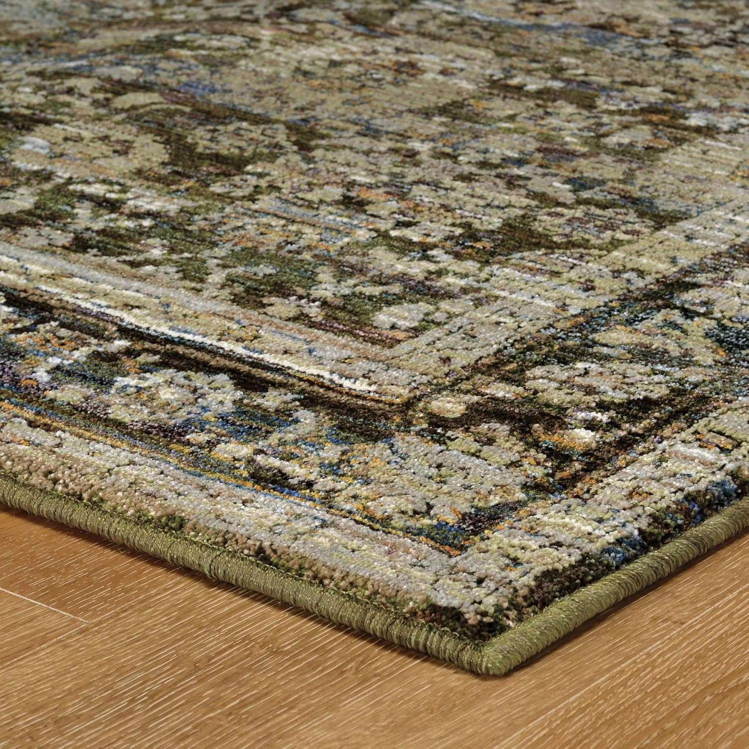 Oriental Weavers Andorra Area Rug - 7125C - 3'3" x 5'2" - in Green/Brown - Vintage Inspired, Stain Resistant, Family and Pet Friendly, Entrway, Bedroom Rug