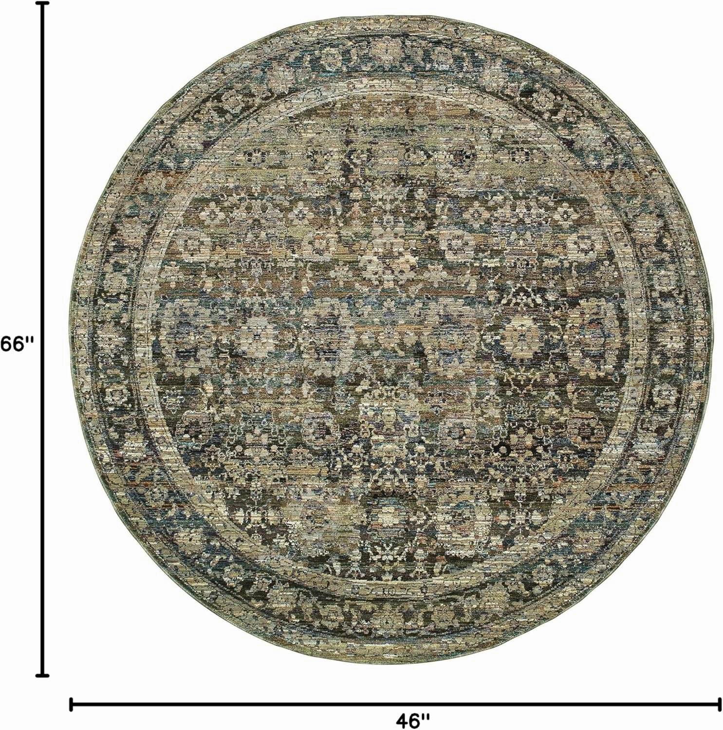 Oriental Weavers Andorra Area Rug - 7125C - 3'3" x 5'2" - in Green/Brown - Vintage Inspired, Stain Resistant, Family and Pet Friendly, Entrway, Bedroom Rug