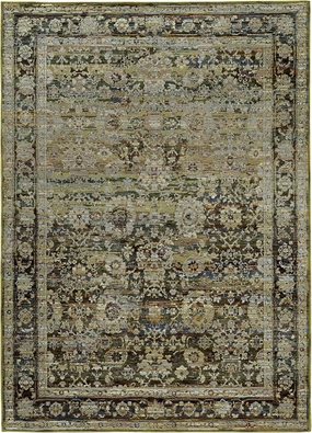 Oriental Weavers Andorra Area Rug - 7125C - 3'3" x 5'2" - in Green/Brown - Vintage Inspired, Stain Resistant, Family and Pet Friendly, Entrway, Bedroom Rug