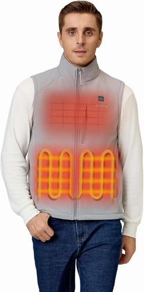 ORORO Men's Heated Softshell Vest with Battery, Soft Shell Heated Golf Vest for Men (Charger Not Included)