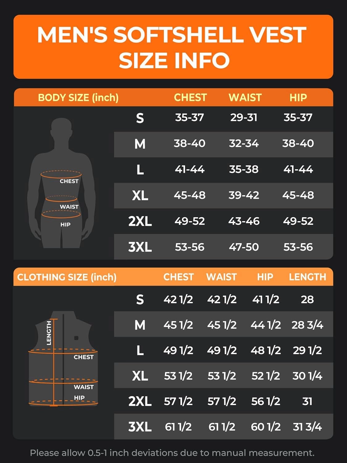 ORORO Men's Heated Softshell Vest with Battery, Soft Shell Heated Golf Vest for Men (Charger Not Included)