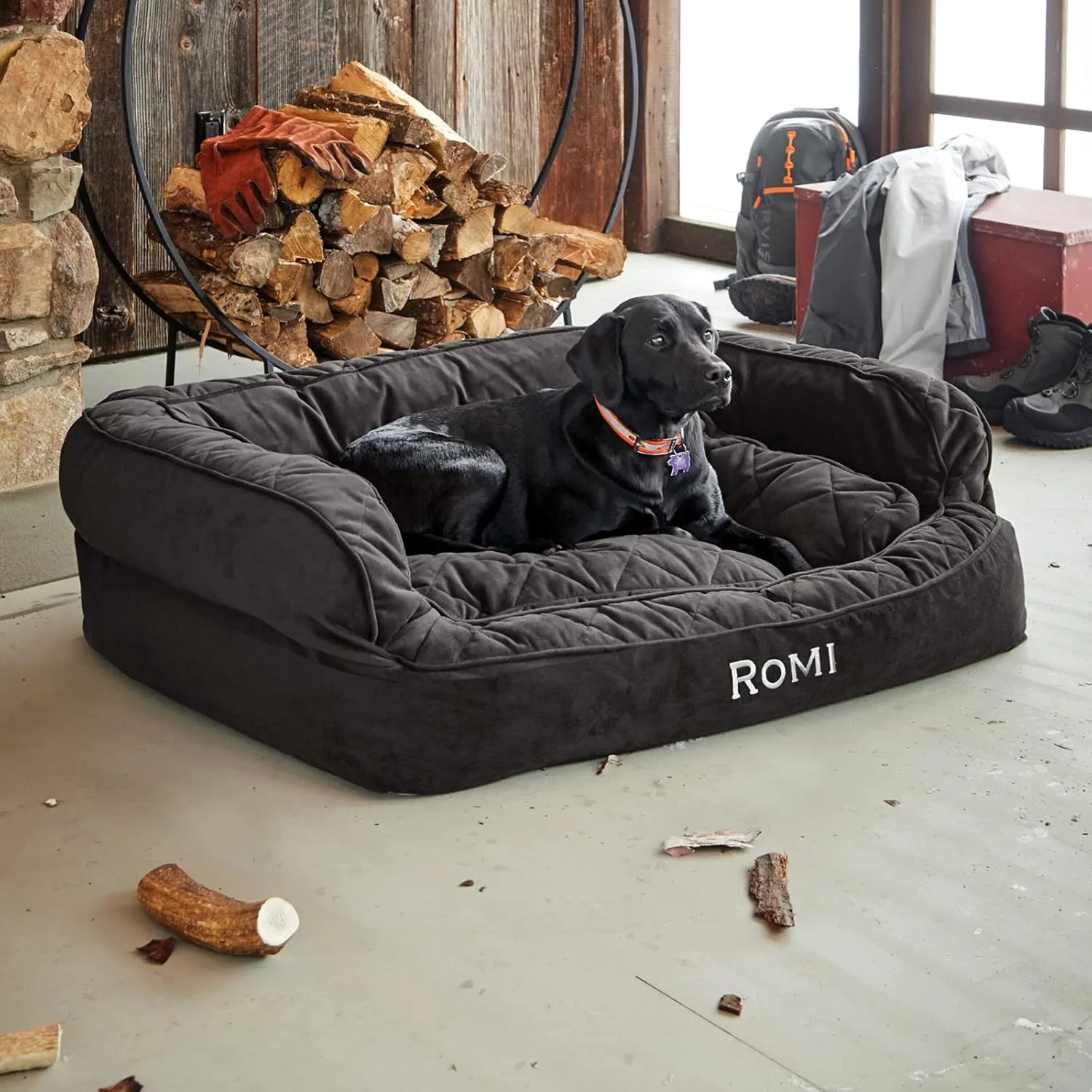 Orvis ComfortFill-Eco Couch Dog Bed, Slate - Medium