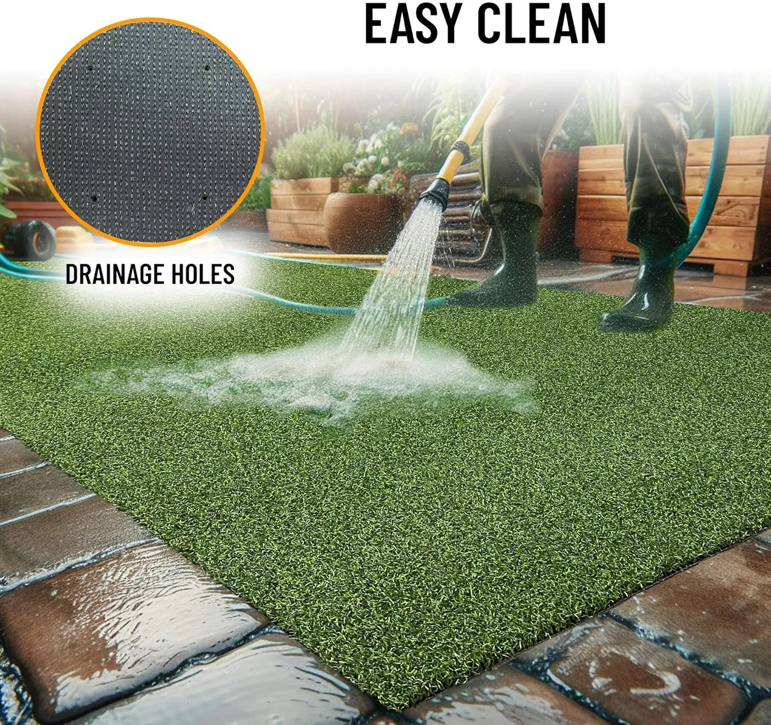 Ottomanson Artificial Turf Golf Hitting Mat 3' x 30' Indoor/Outdoor Waterproof Synthetic Fake Grass for Putting Practice Baseball Football Sports Gym Backyard, Custom Size 2' up to 30'
