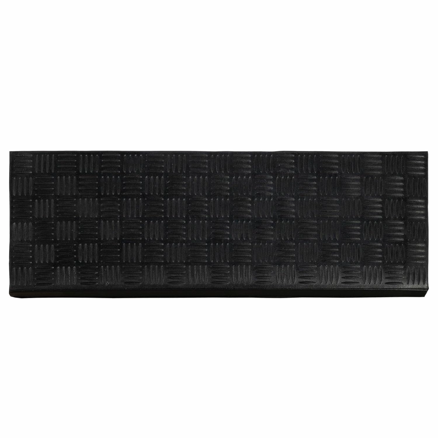 Ottomanson DirtOff Collection Checkers Grid Design Rubber Stair Treads, 5 Pack, 10" X 25.5", Black