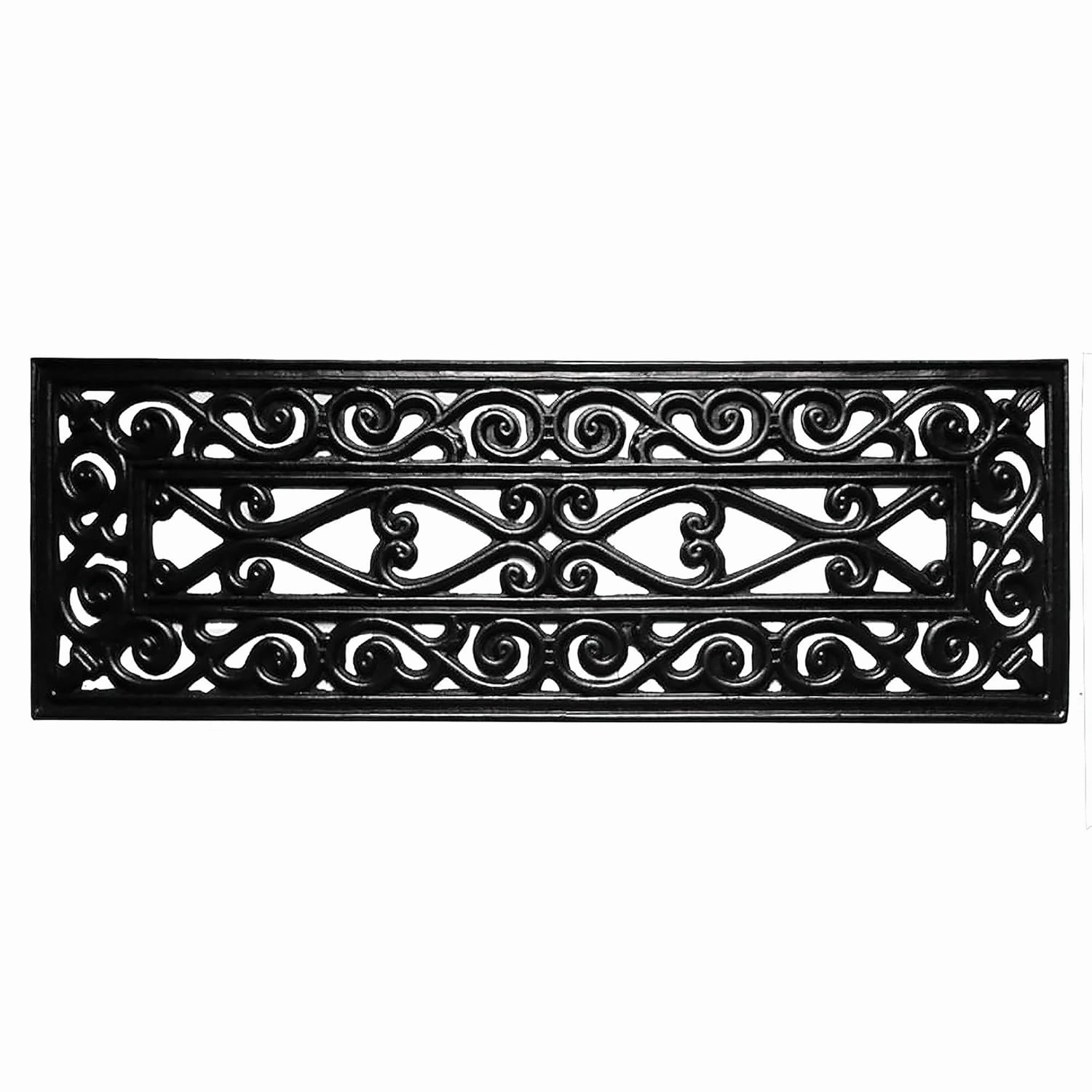 Ottomanson Easy Clean, Waterproof, Low Profile Non-Slip Indoor/Outdoor Rubber Stair Treads, 10" x 30" (5 Pack), Black/Bronze