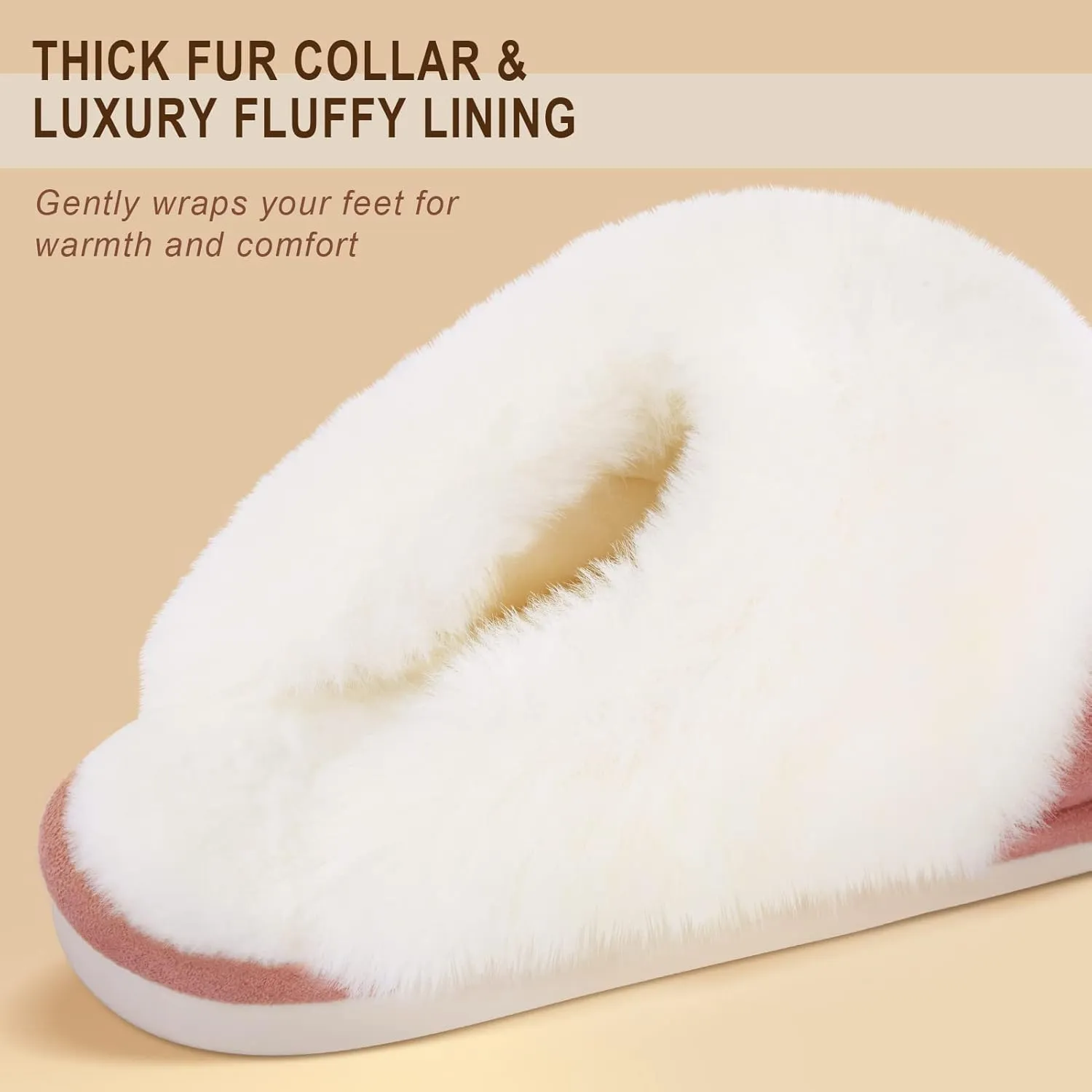 Parlovable Women Slippers with Memory Foam, Fuzzy Warm Bedroom House Shoes, Fluffy Winter Indoor Outdoor Anti-Skid Sole