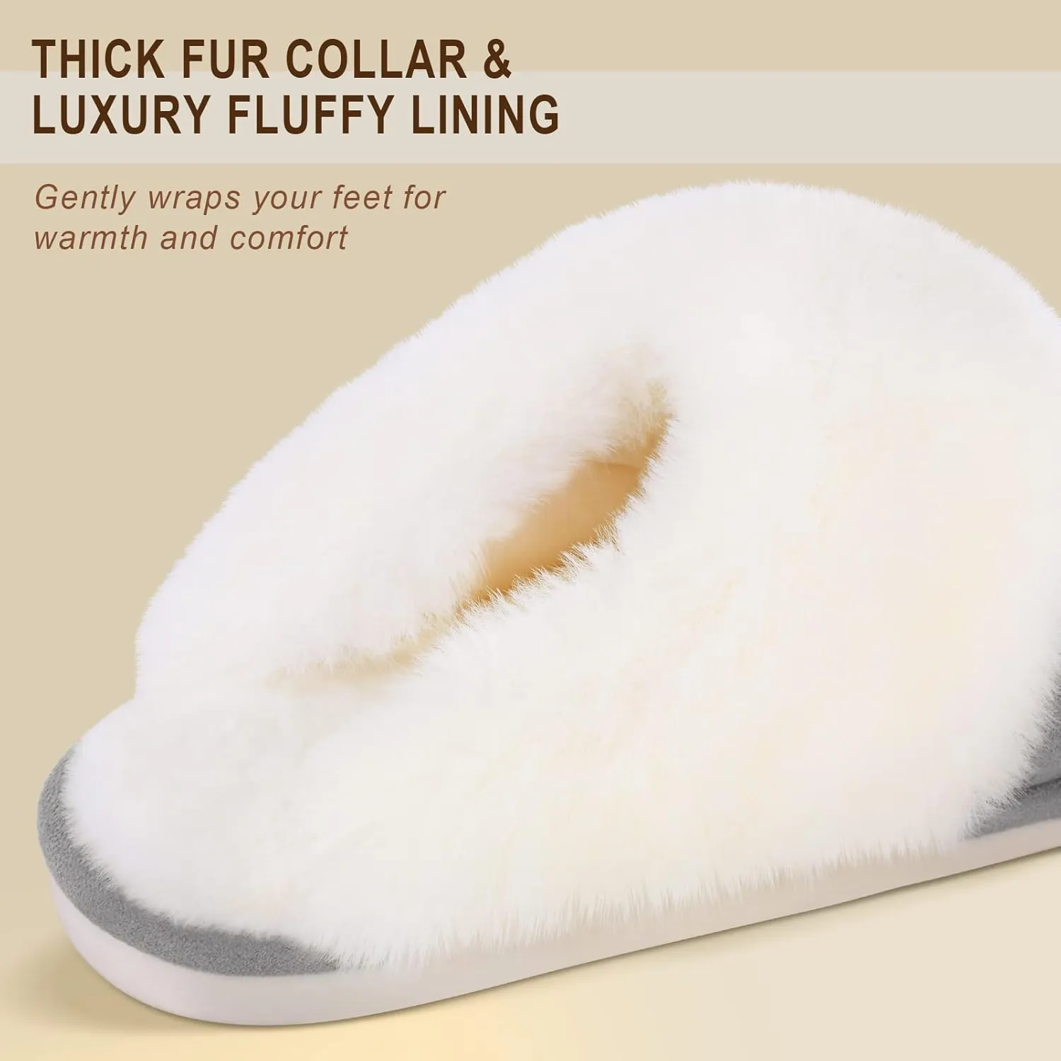 Parlovable Women Slippers with Memory Foam, Fuzzy Warm Bedroom House Shoes, Fluffy Winter Indoor Outdoor Anti-Skid Sole