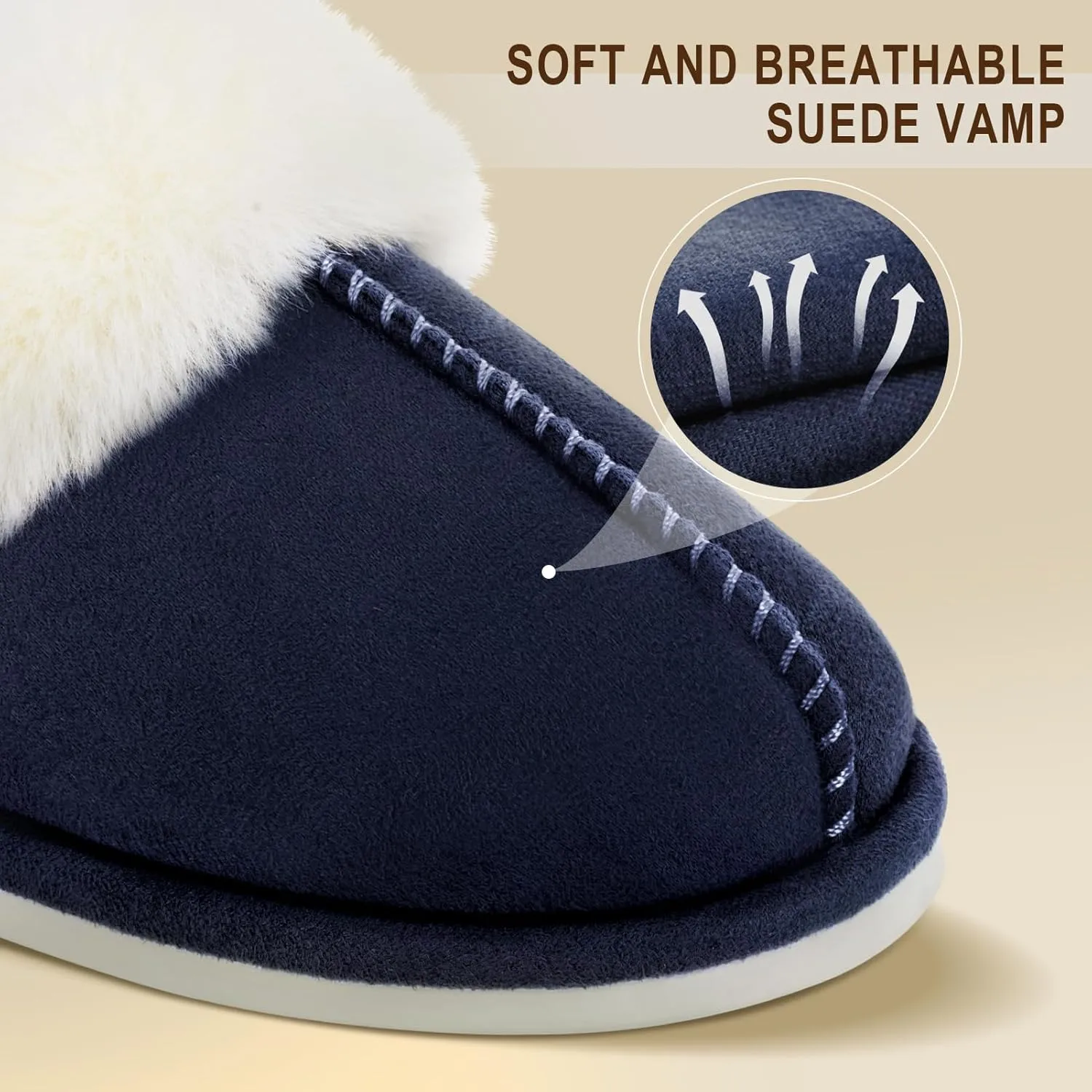 Parlovable Women Slippers with Memory Foam, Fuzzy Warm Bedroom House Shoes, Fluffy Winter Indoor Outdoor Anti-Skid Sole