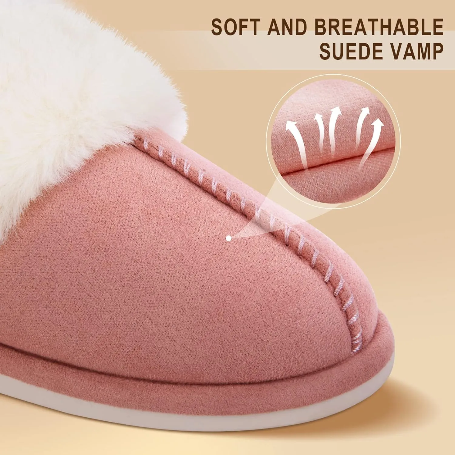 Parlovable Women Slippers with Memory Foam, Fuzzy Warm Bedroom House Shoes, Fluffy Winter Indoor Outdoor Anti-Skid Sole