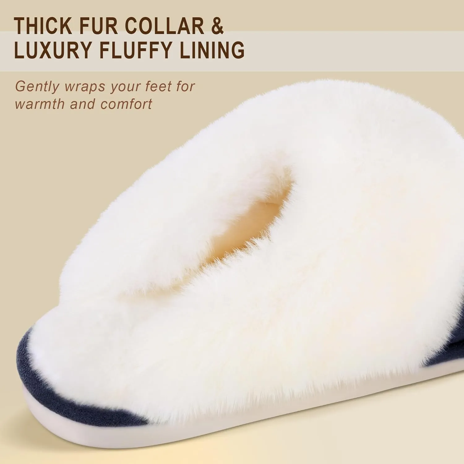 Parlovable Women Slippers with Memory Foam, Fuzzy Warm Bedroom House Shoes, Fluffy Winter Indoor Outdoor Anti-Skid Sole