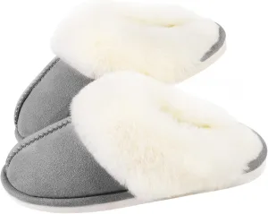 Parlovable Women Slippers with Memory Foam, Fuzzy Warm Bedroom House Shoes, Fluffy Winter Indoor Outdoor Anti-Skid Sole