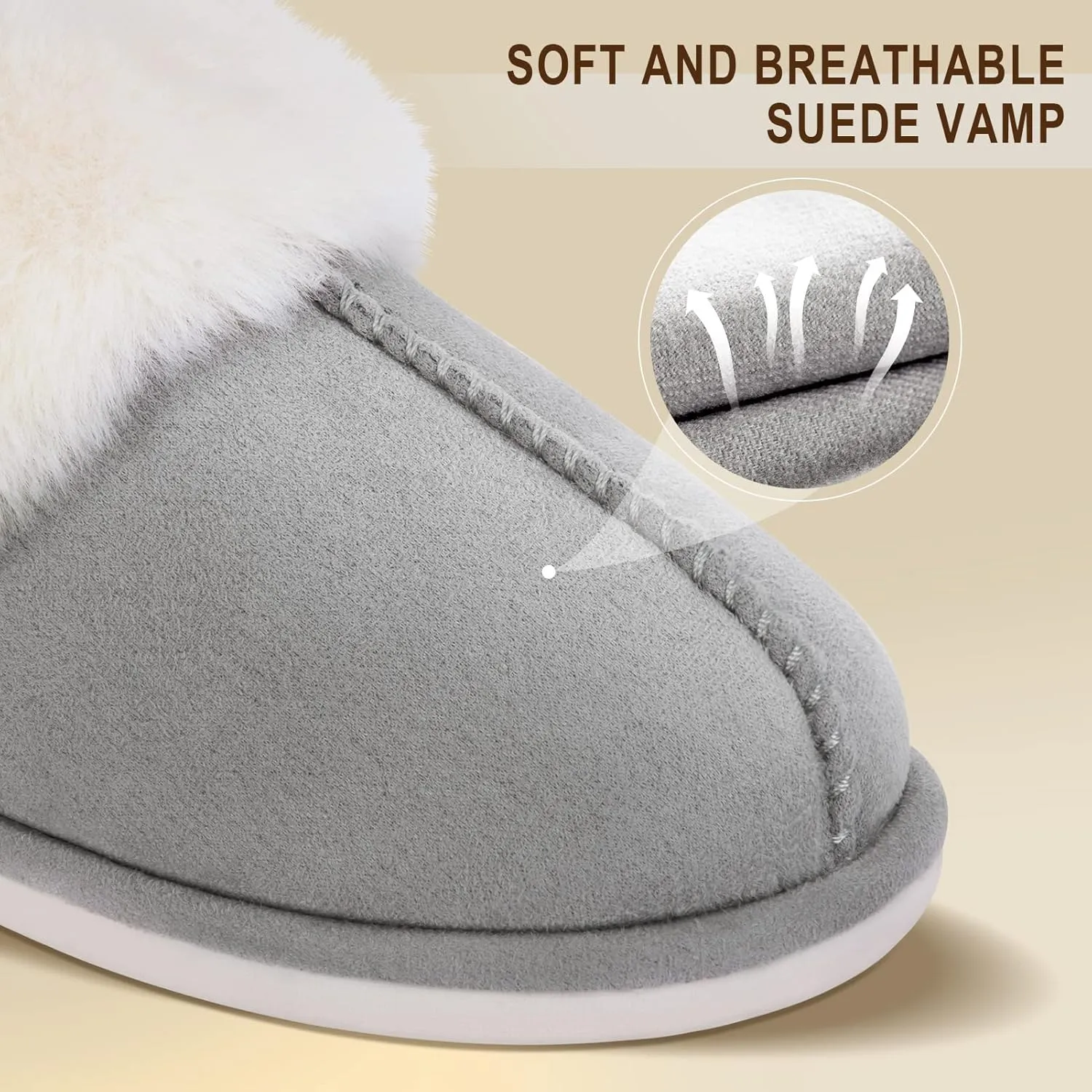 Parlovable Women Slippers with Memory Foam, Fuzzy Warm Bedroom House Shoes, Fluffy Winter Indoor Outdoor Anti-Skid Sole