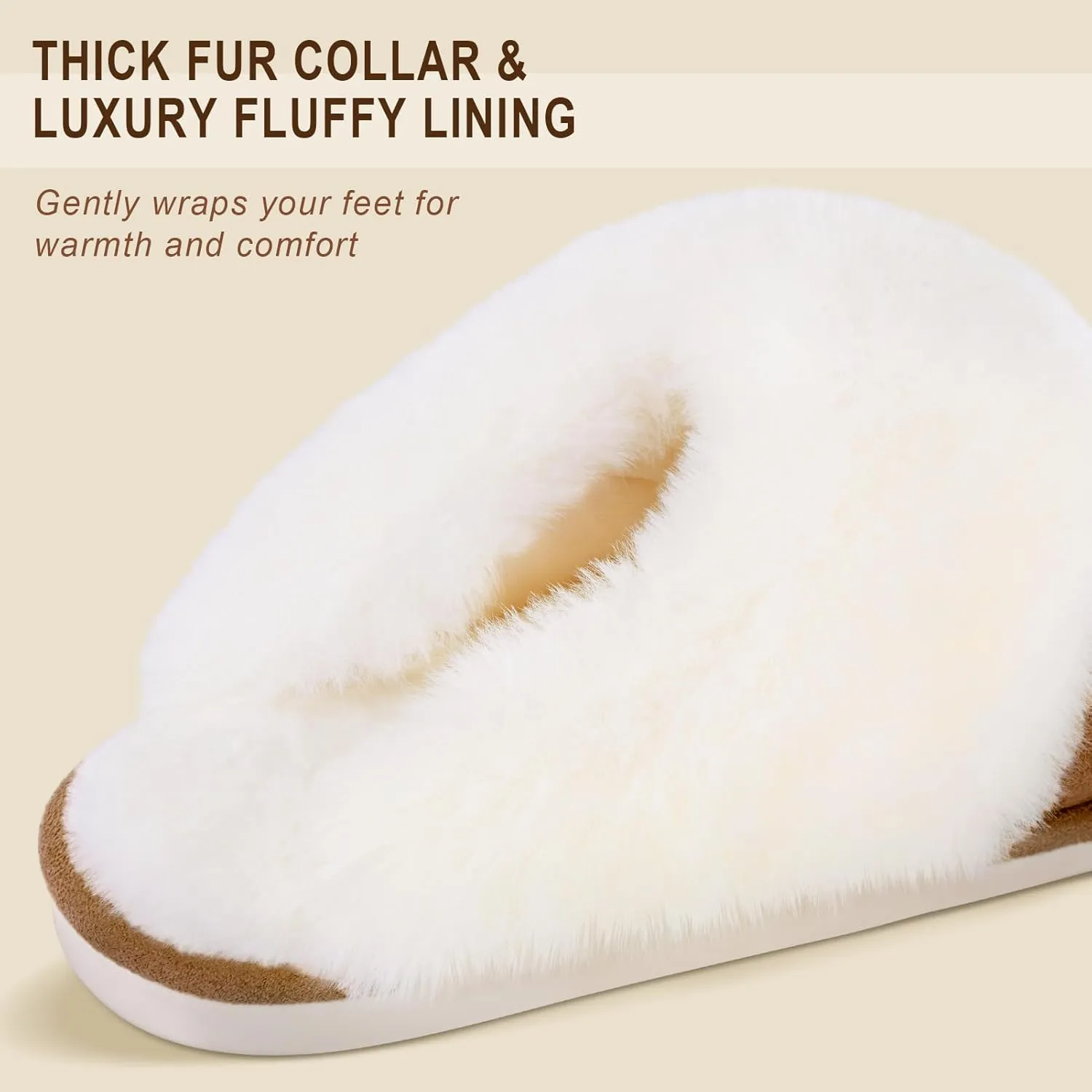 Parlovable Women Slippers with Memory Foam, Fuzzy Warm Bedroom House Shoes, Fluffy Winter Indoor Outdoor Anti-Skid Sole