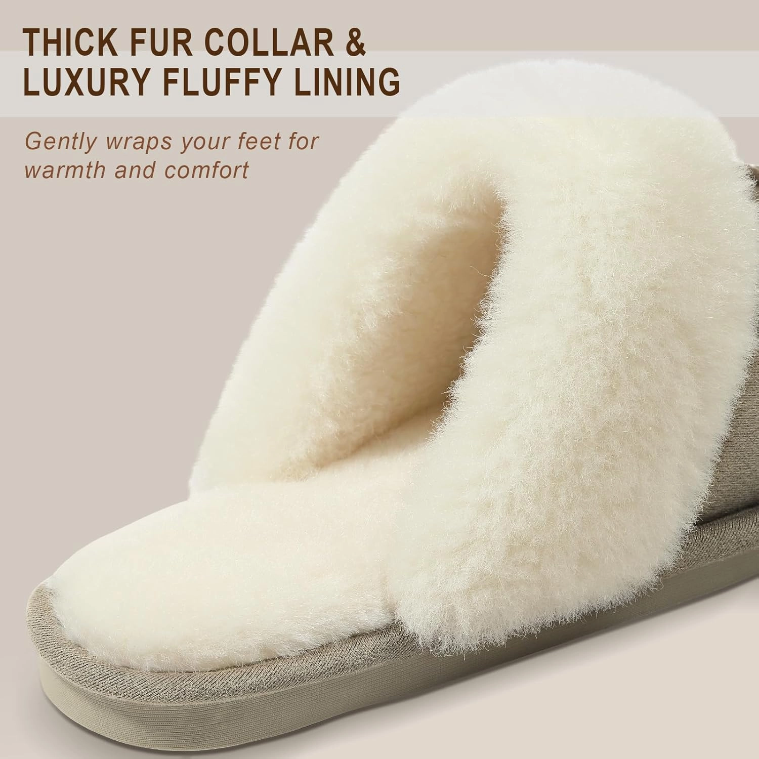 Parlovable Women Slippers with Memory Foam, Fuzzy Warm Bedroom House Shoes, Fluffy Winter Indoor Outdoor Anti-Skid Sole