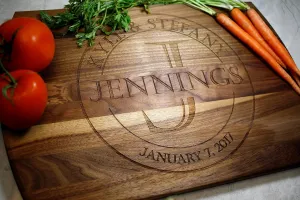 Personalized Wood Cutting Board Laser Engraved Anniversary or Wedding Gift Custom Charcuterie Board Custtomized Bridal Shower