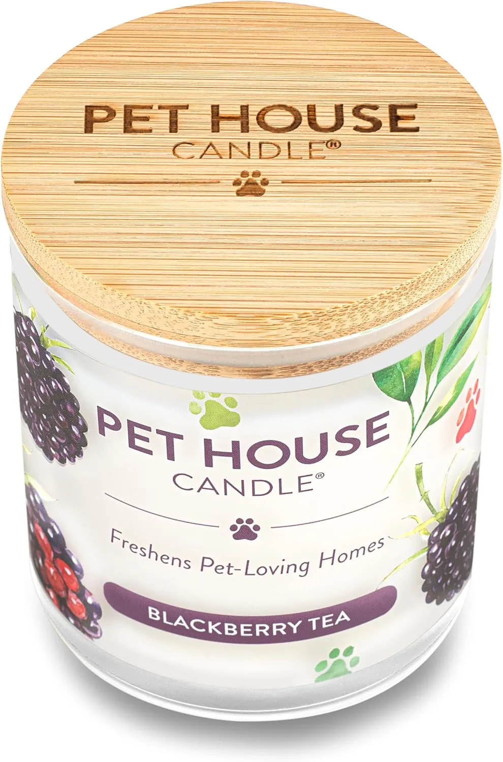 Pet House 9 oz BlackBerry Tea Scented Candle, Clean Burning, Long Lasting Plant Based Soy Candle for Pet Odor, Spring, Summer Scented 60 Hour Burn Time
