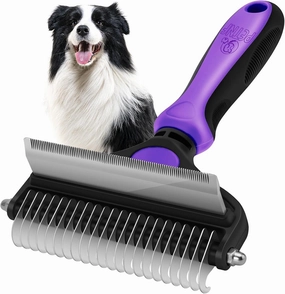 PETNF Dog Shedding Tool, 2 in-1 Deshedding Tool & Undercoat Rake Dematting Comb for Mats & Tangles Removing, Reduces Shedding up to 95%, Great for Short and Long Hair of Medium Large Dogs