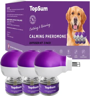 Pheromone Diffuser for Dogs: Premium Dog Calming Diffuser - Calming Pheromones for Dogs - Dog Appeasing Pheromone - Pet Calming Diffuser, 3 Pack (Purple)