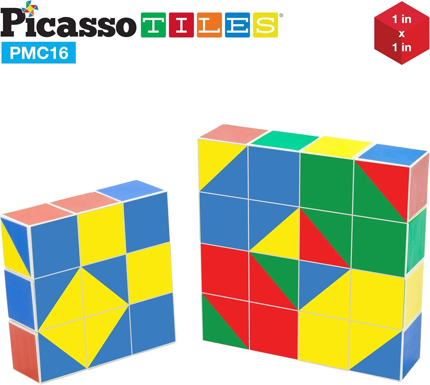 Picasso Cubes 16 Piece Magnetic Puzzle Game Magic Cube Puzzles Brain Teaser Set Kids Toy Magnet Pattern Block Matching Toys with Free Ideabook 100  Inspirations Included STEM Learning Early Education