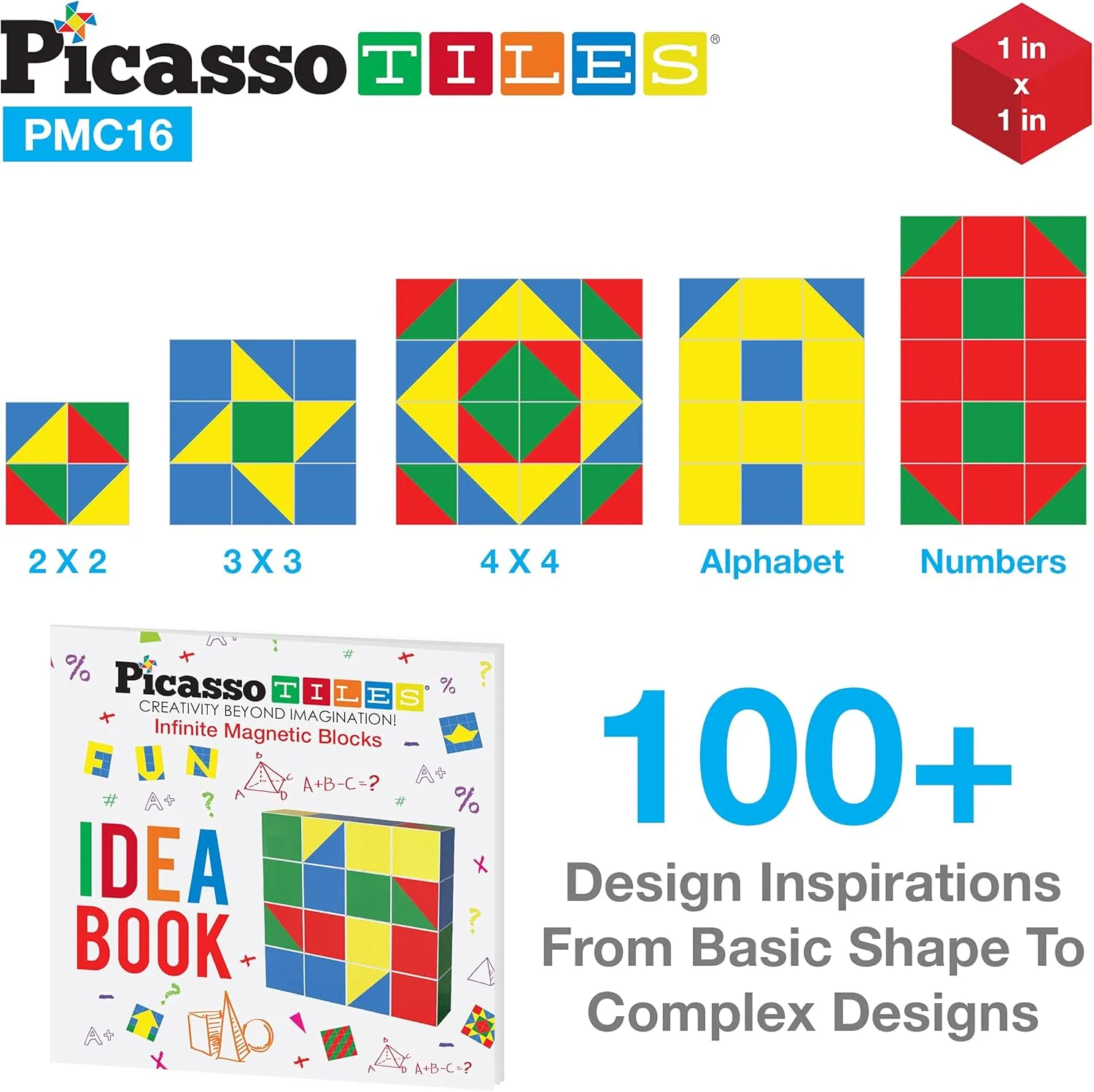 Picasso Cubes 16 Piece Magnetic Puzzle Game Magic Cube Puzzles Brain Teaser Set Kids Toy Magnet Pattern Block Matching Toys with Free Ideabook 100  Inspirations Included STEM Learning Early Education